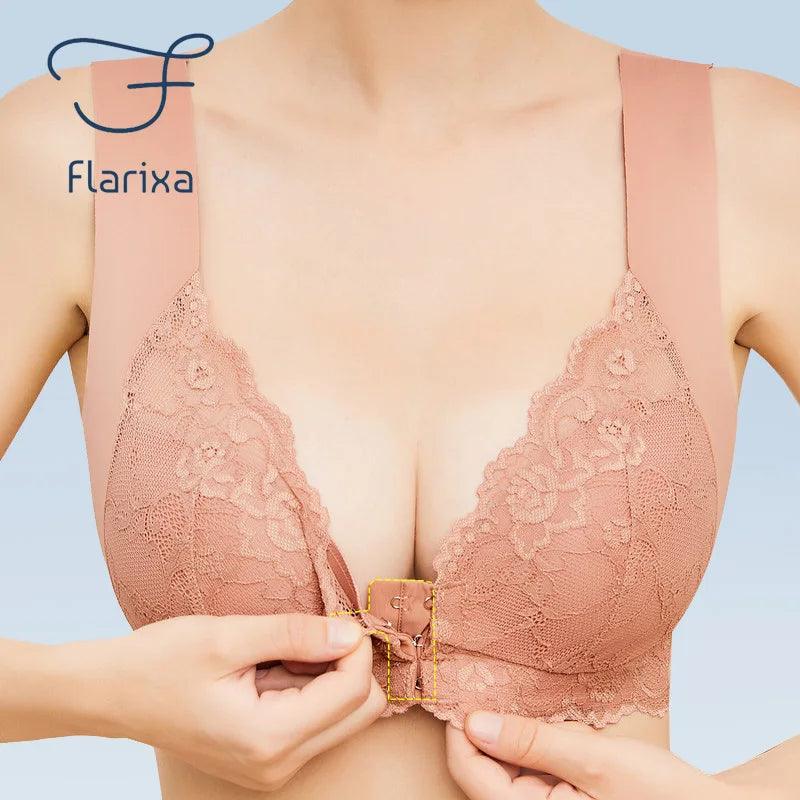 Flarixa Sutiã de Renda Push Up com Feixo Frontal - TAJ E-Commerce