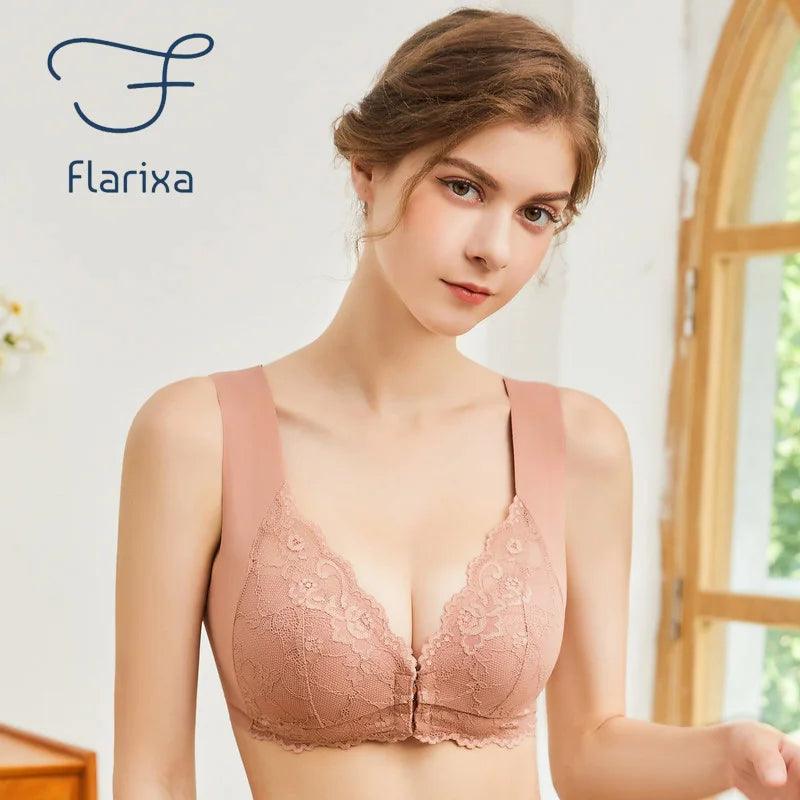 Flarixa Sutiã de Renda Push Up com Feixo Frontal - TAJ E-Commerce